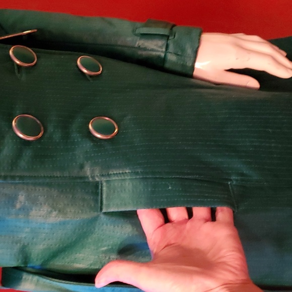 Bebe Trench Coat - Belted Peacoat Long Trench - Gorgeous Teal Green Colour Sz S - Picture 7 of 13